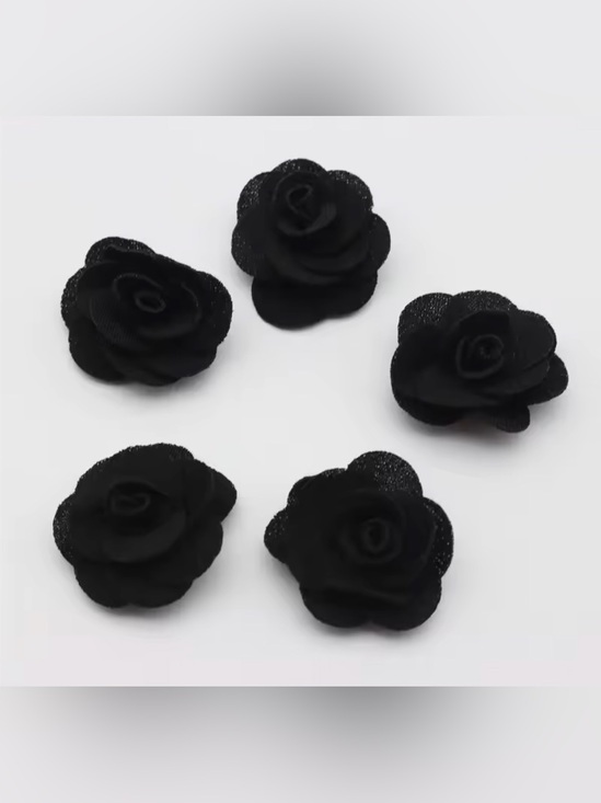 Other - Handmade Flower Linen Craft Embellishments DIY Hair Clip Buds 10pc New Black